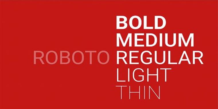 Appearance of Roboto Font