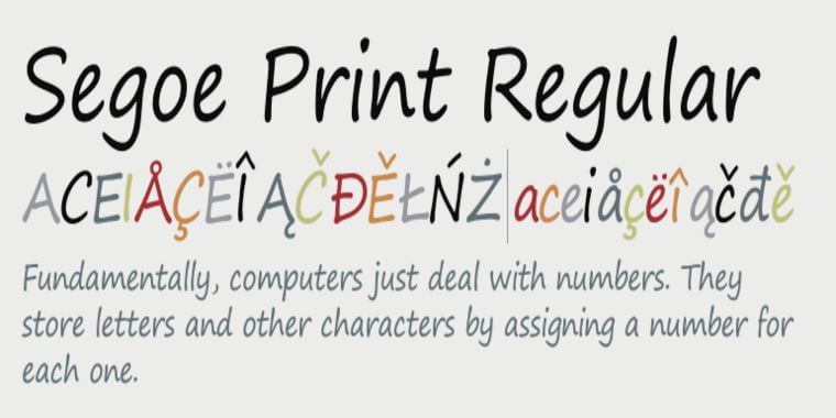 Appearance of Segoe Print Font