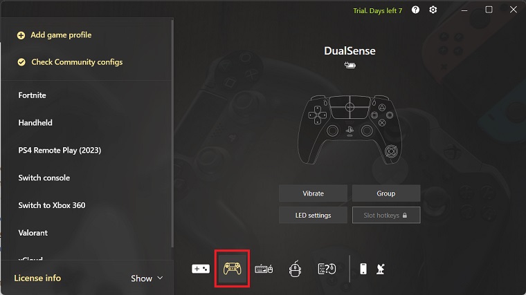 Selecting controller via its icon - reWASD 