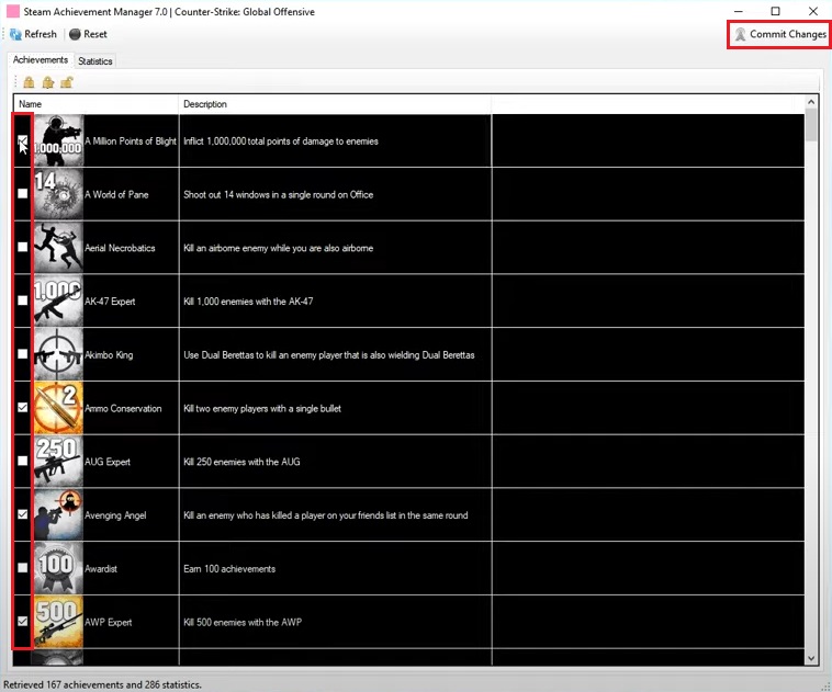 Steam Achievement Manager modifying achievement list for CSGO