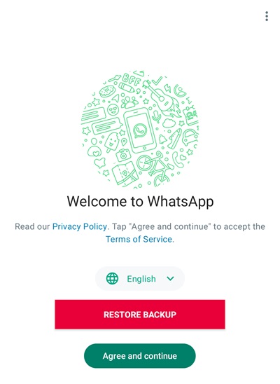 WhatsApp Plus first time launch and app setup screen