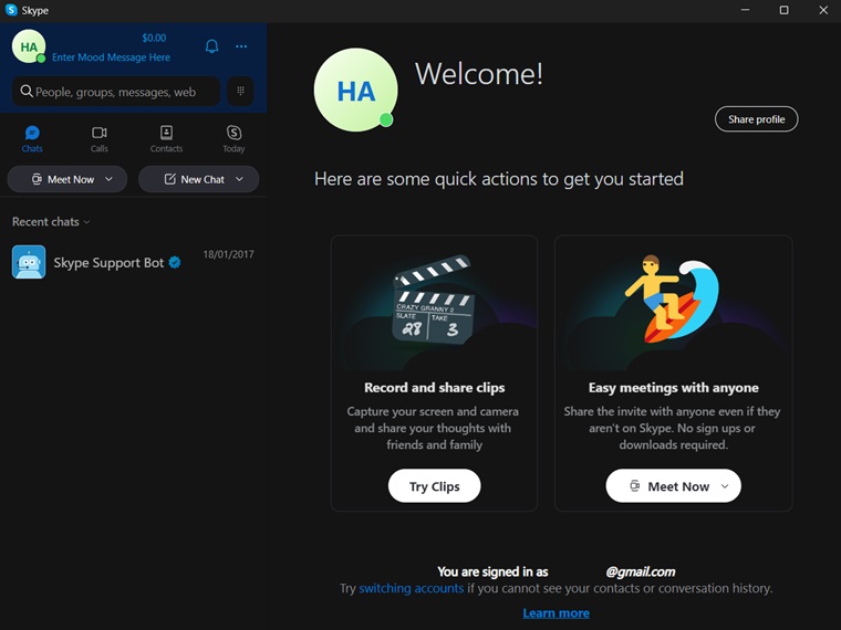 Skype download  for windows 11, 10 7 PC home screen.