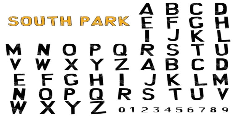 Letters Overview of South Park Font