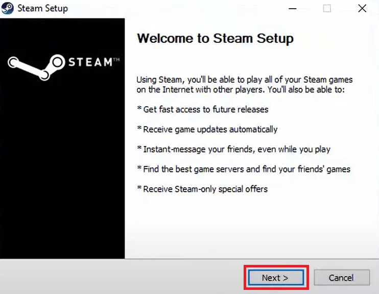 Steam Client for PC setup screenshot 1