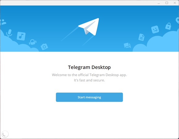 Telegram Desktop first time start screen