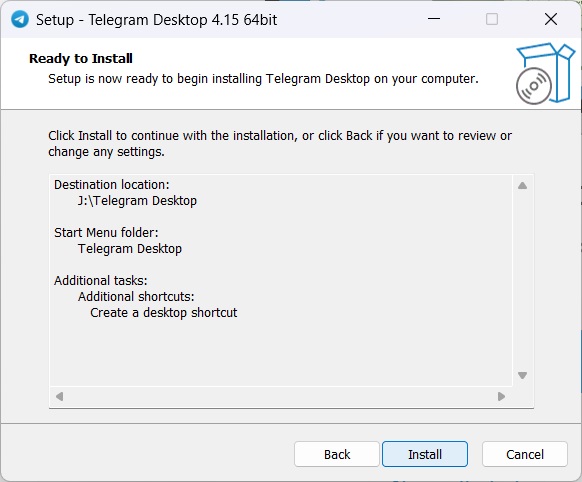 Telegram Desktop setup ready