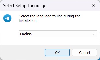 Telegram Desktop setup language selection