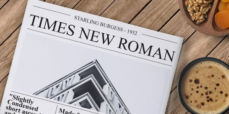 Appearance of Times New Roman Font