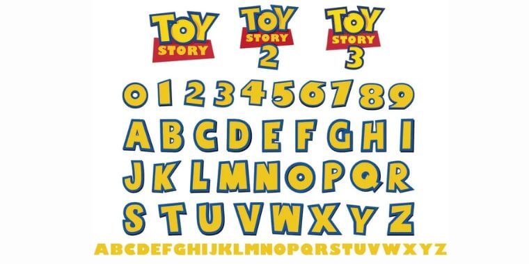 Letters Overview of Toy Story Font