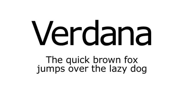 Appearance of Verdana Font