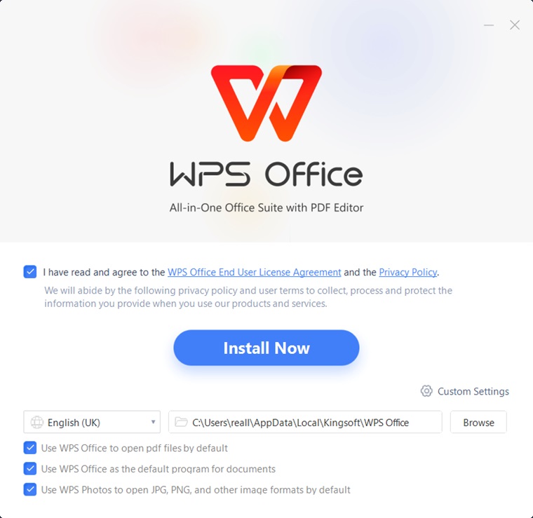 WPS Office setup and customization step