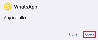 Gold WhatsApp APK installation complete