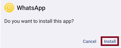 Gold WhatsApp APK installation underway