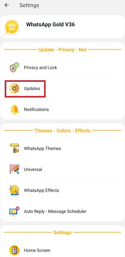 Updating WhatsApp Gold via in-app option