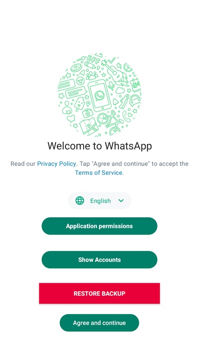 WhatsApp Gold first time login screen