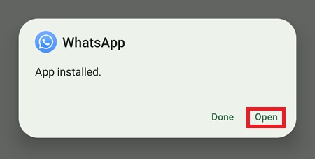 Installation of WhatsApp Plus APK complete