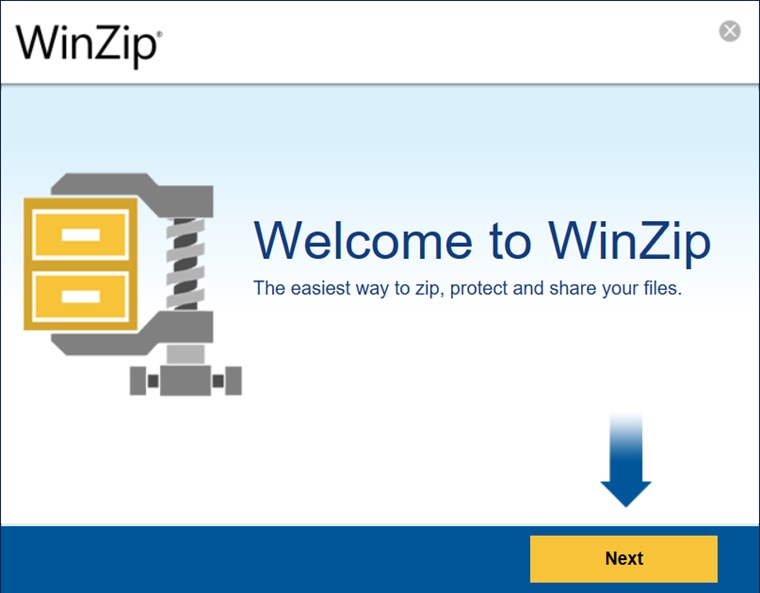 WinZip installer start-up screen