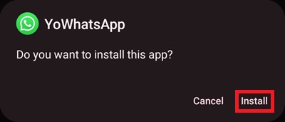 YoWhatsApp APK Installation on Android