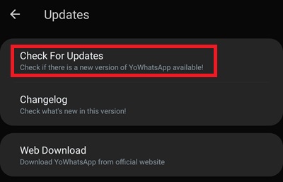 Checking for YoWhatsApp updates