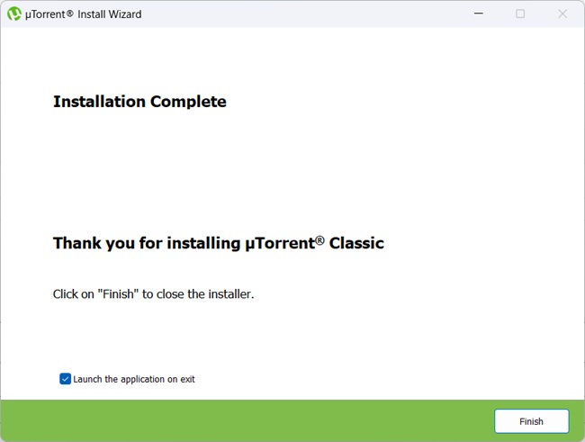 uTorrent installation complete