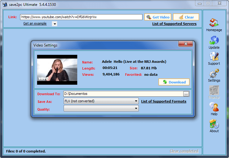 Save2PC Ultimate Download Interface V5.4
