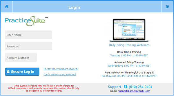 PracticeSuite Login New 2016