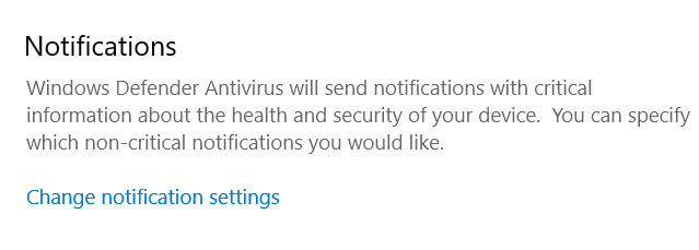 Windows Defender Notifications