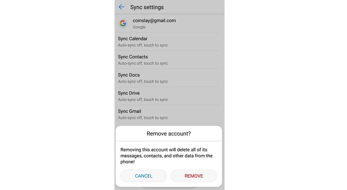 remove gmail google account from phone