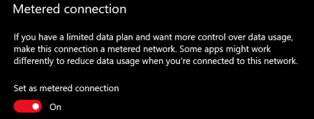windows 10 metered connection toggled