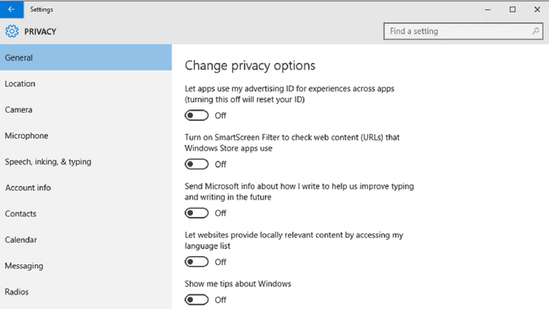 privacy issue in windows 10