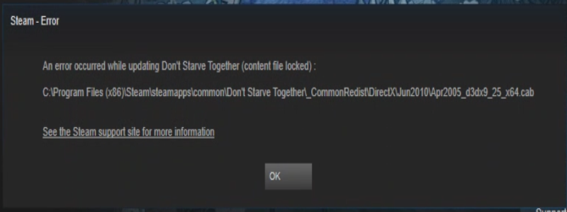 a file is locked by steam client bootstrapper