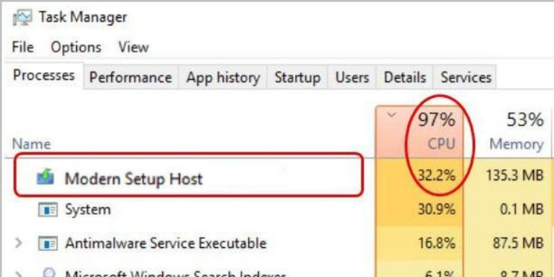 modern setup host windows 10 high disk usage