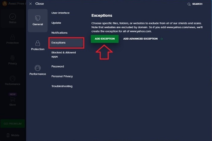 add the program to the exception in Avast