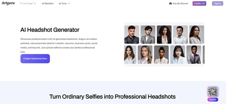 Artguru AI Headshot Generator screenshot