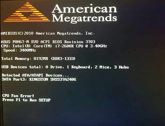 CPU Fan Error on Boot Asus Megatrends