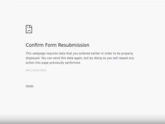 What is Confirm Form Resubmission Error
