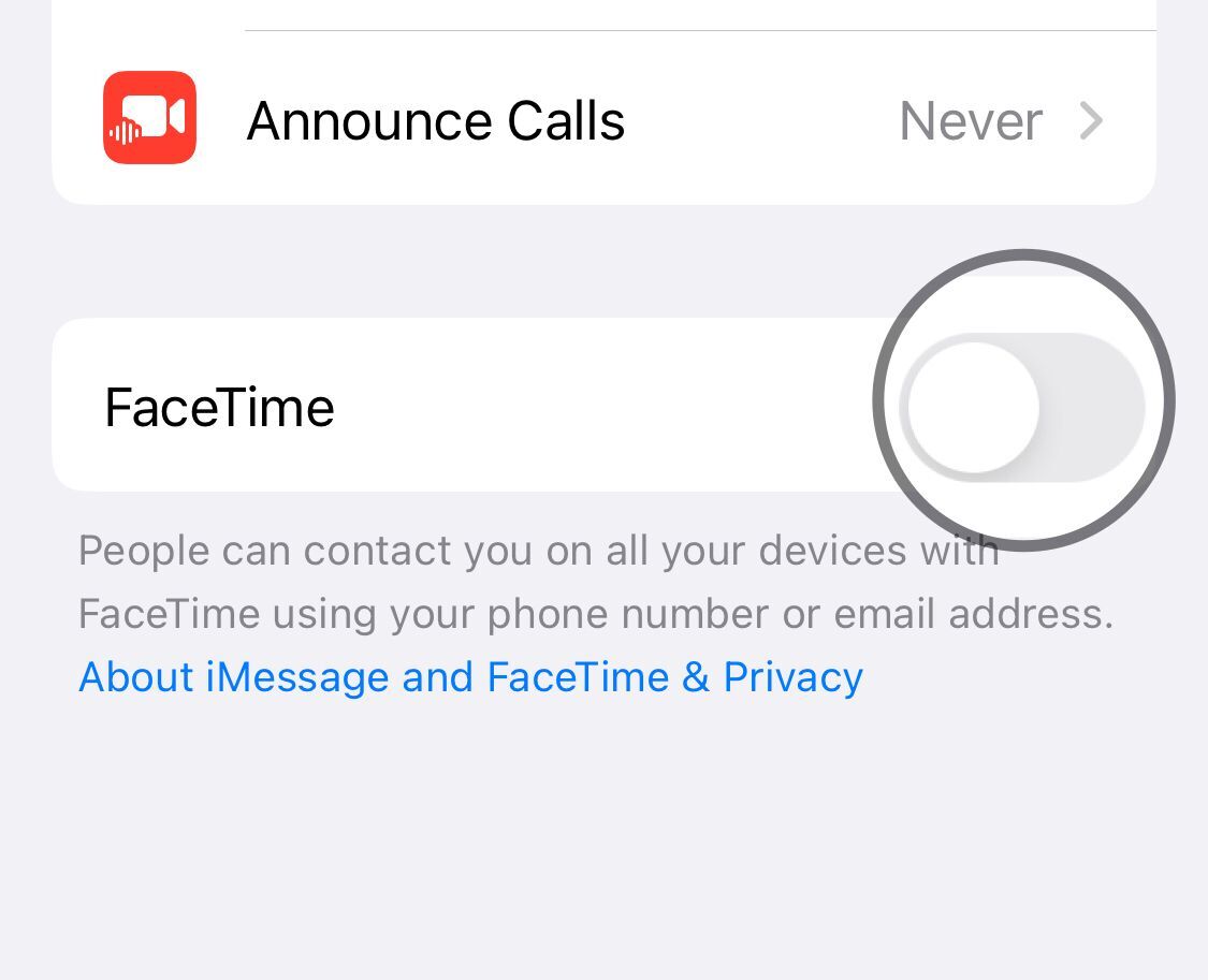 Disable Facetime