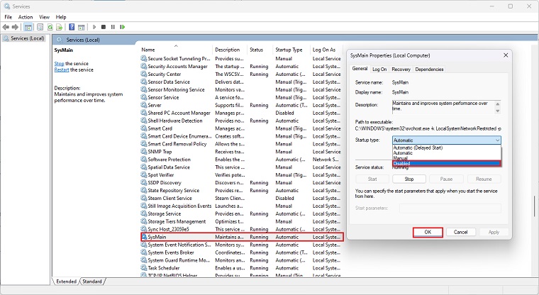 Disable Superfetch (SysMain) Service to resolve Windows 10 100% disk Usage in Task Manager.