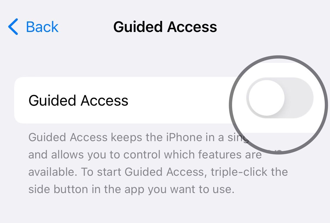Disable guided access