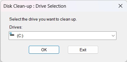 Disk cleanup drive selection