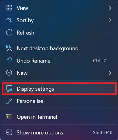 Desktop Display settings.