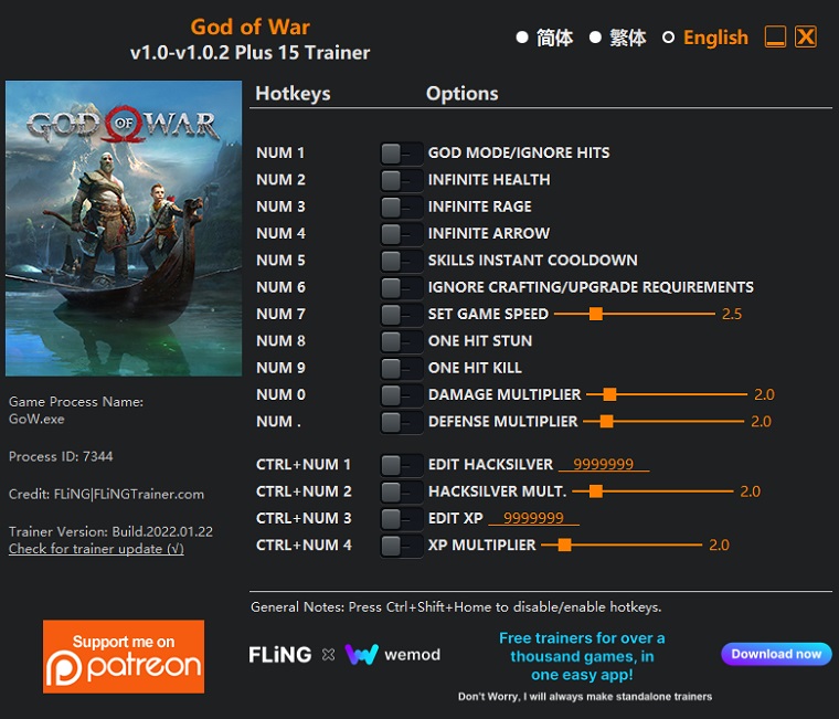 Download God Of War Trainer from FLiNG Trainer