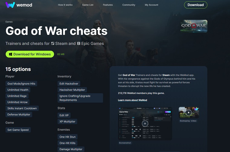 Download God Of War Trainer from WeMod