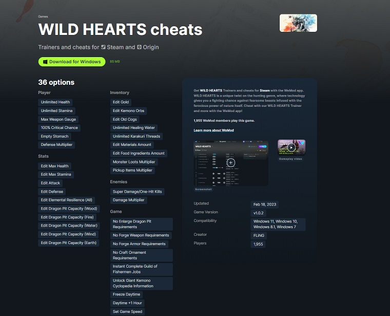 Download Wild Heart Trainer from WeMod