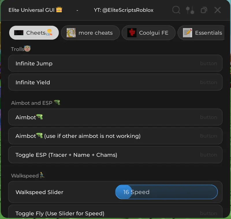 Elite Hub Universal Script Keyless -Aimbot, Fly, Walkspeed
