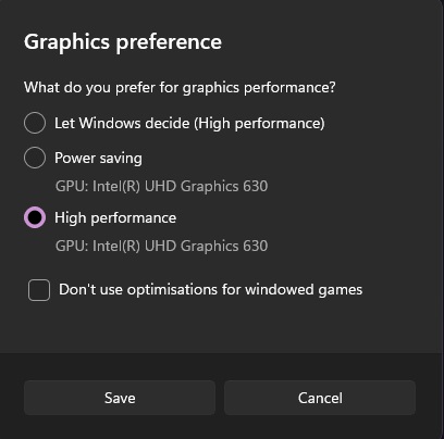 Enable High Performance on PC
