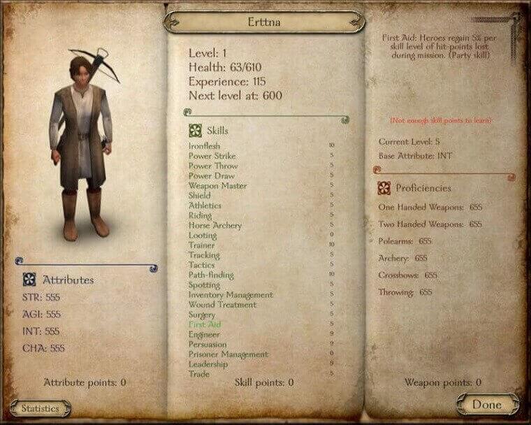 Enable god mode in Mount and blade.