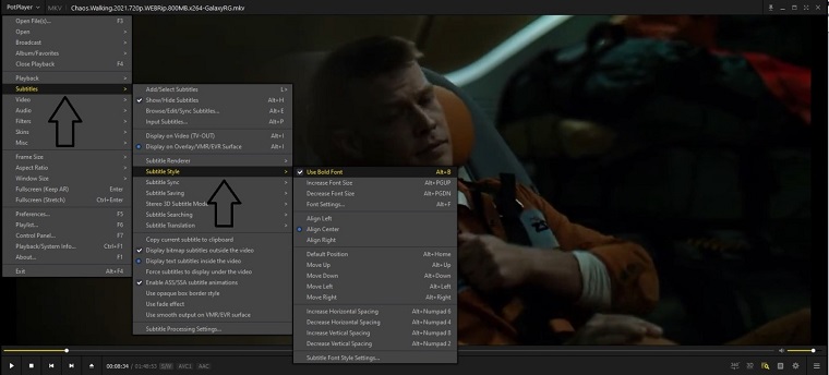 How to adjust subtitles on Potplayer?
