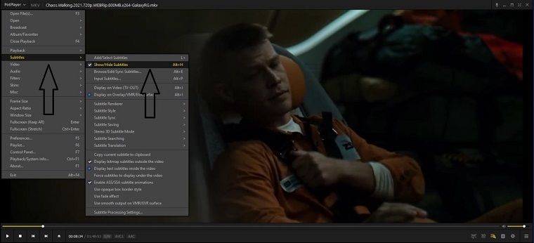 How to turn off the subtitles on Potplayer