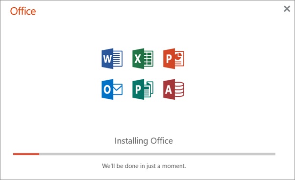 Setup Downloading Microsoft Office and installing it